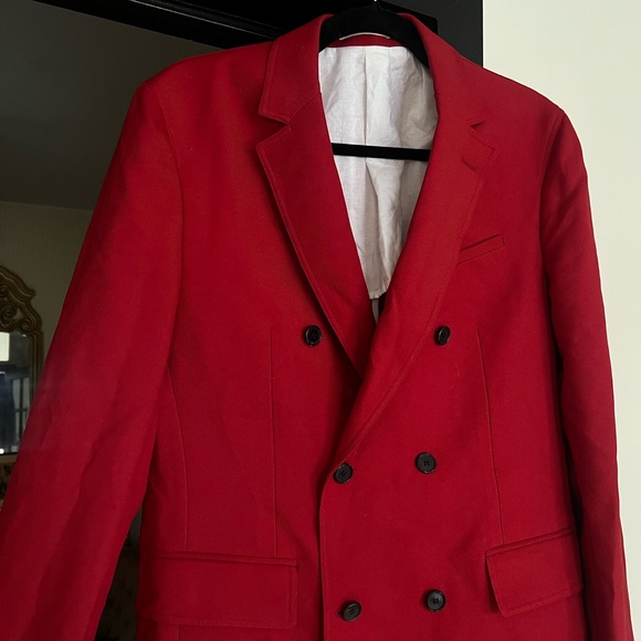 CALVIN KLEIN 205W39NYC Red Double Breasted Blazer S - Picture 2 of 6